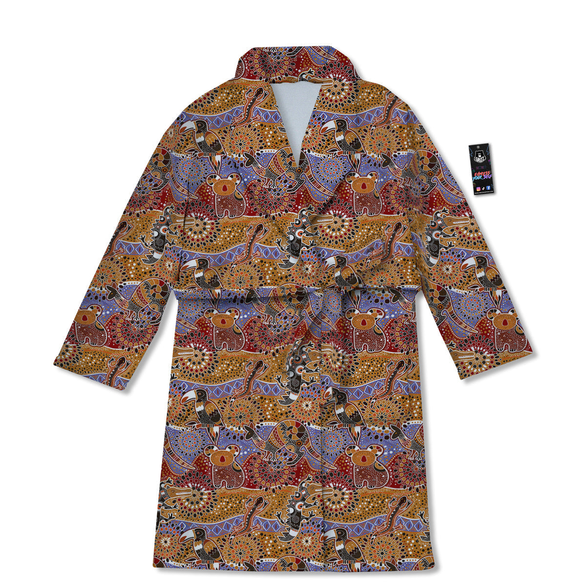 Animals Aboriginal Print Pattern Bathrobe-grizzshop