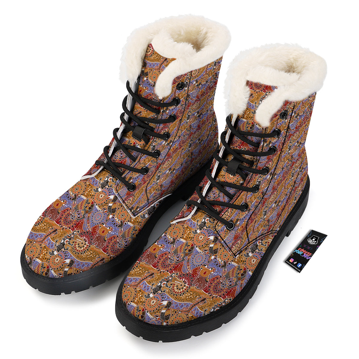 Animals Aboriginal Print Pattern Winter Boots-grizzshop