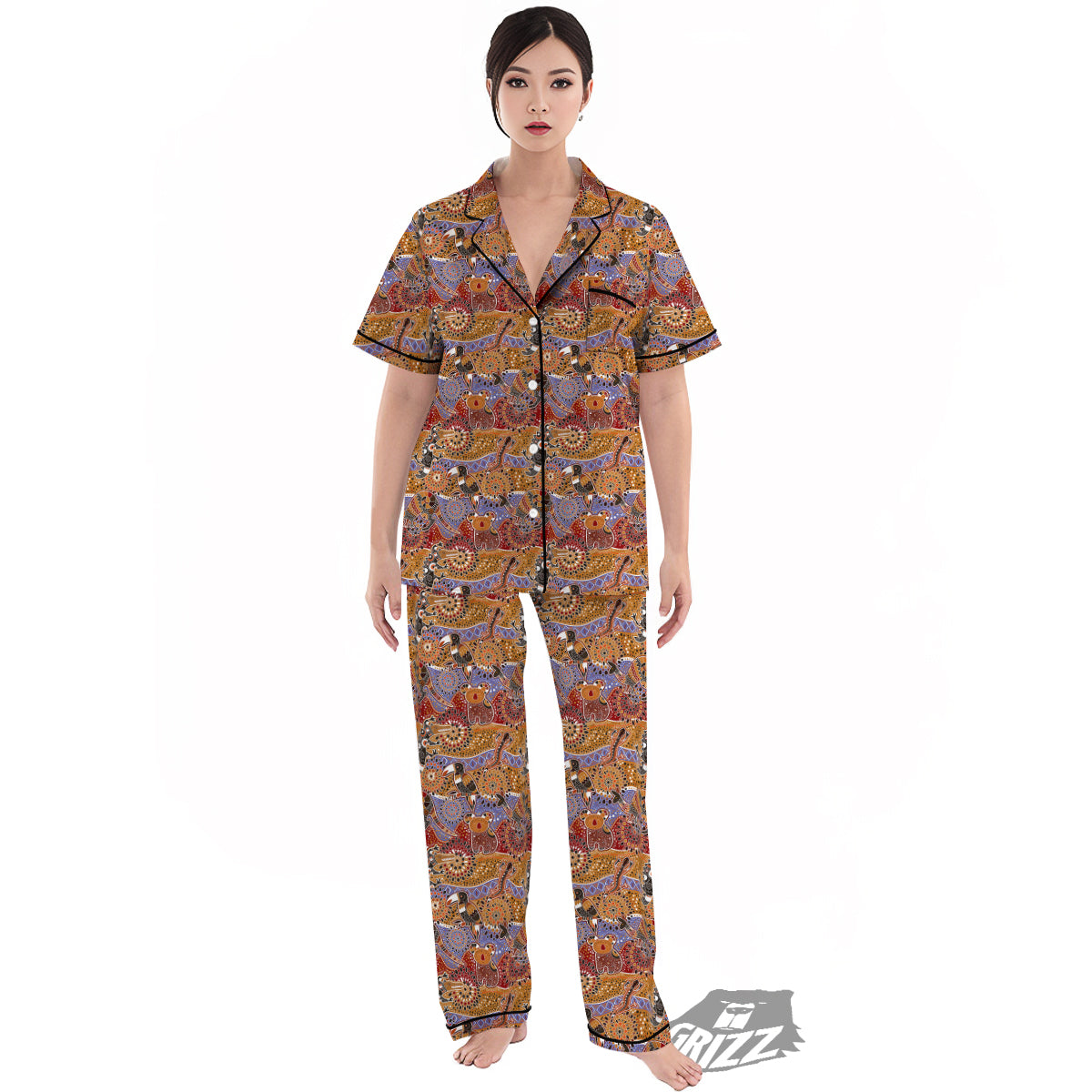 Animals Aboriginal Print Pattern Women's Pajamas Set-grizzshop