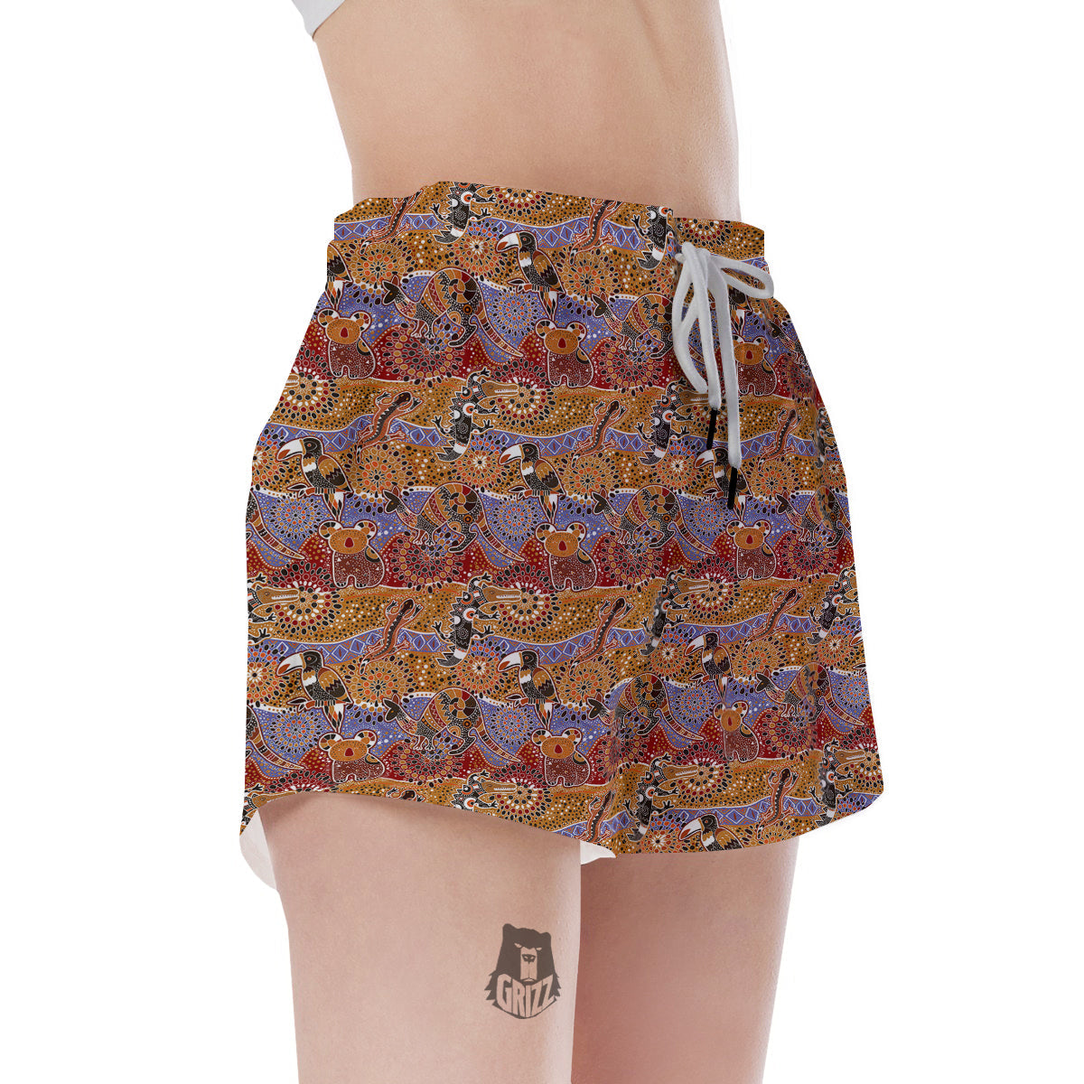 Animals Aboriginal Print Pattern Women's Shorts-grizzshop