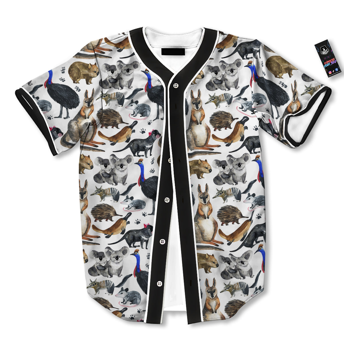 Animals Australian Print Pattern Baseball Jersey-grizzshop