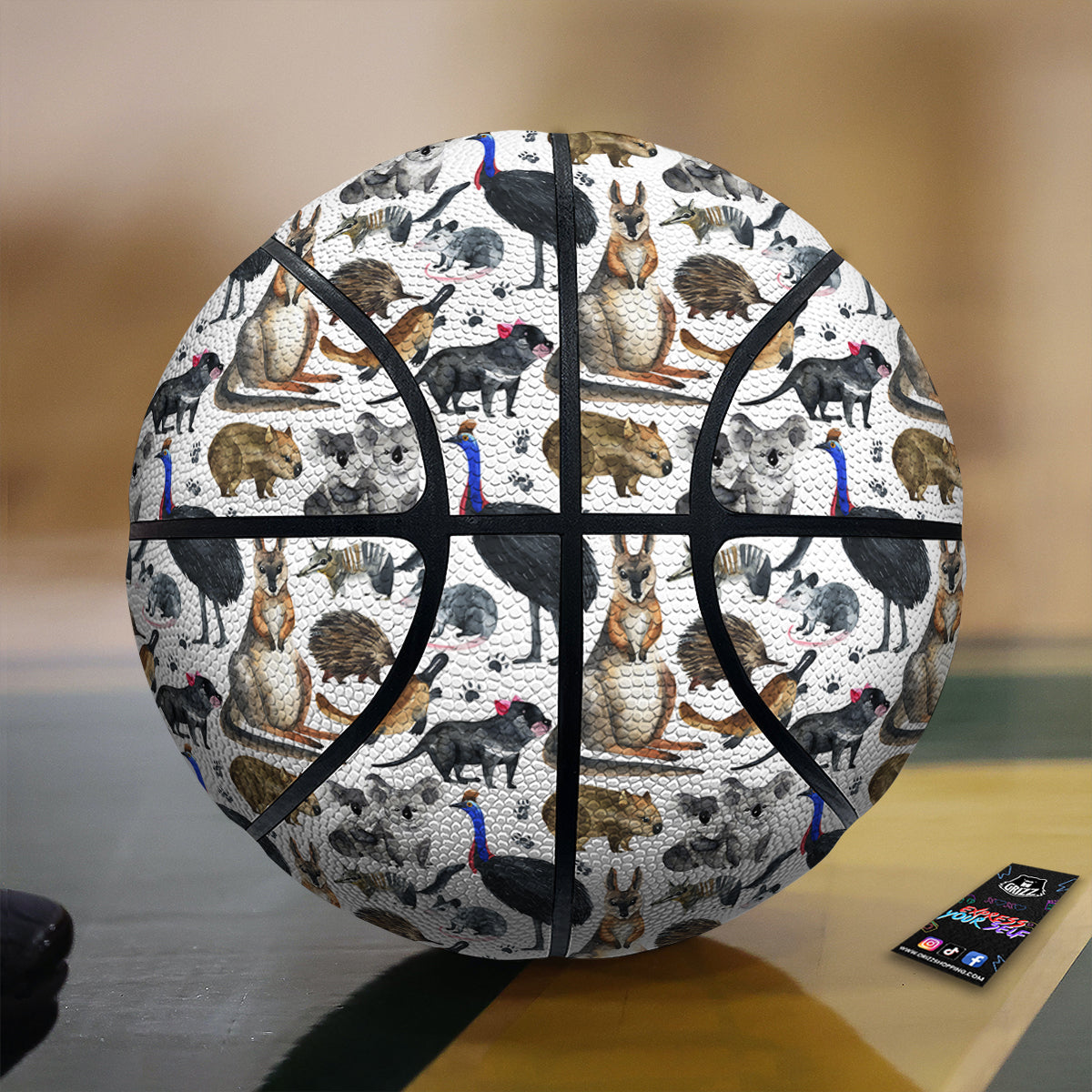 Animals Australian Print Pattern Basketball-grizzshop