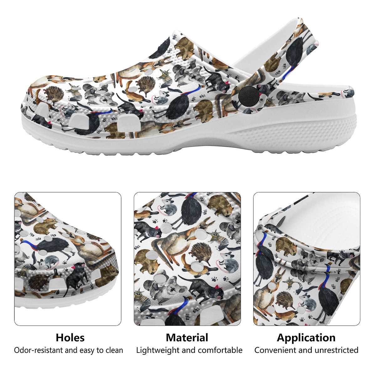 Animals Australian Print Pattern Clog-grizzshop