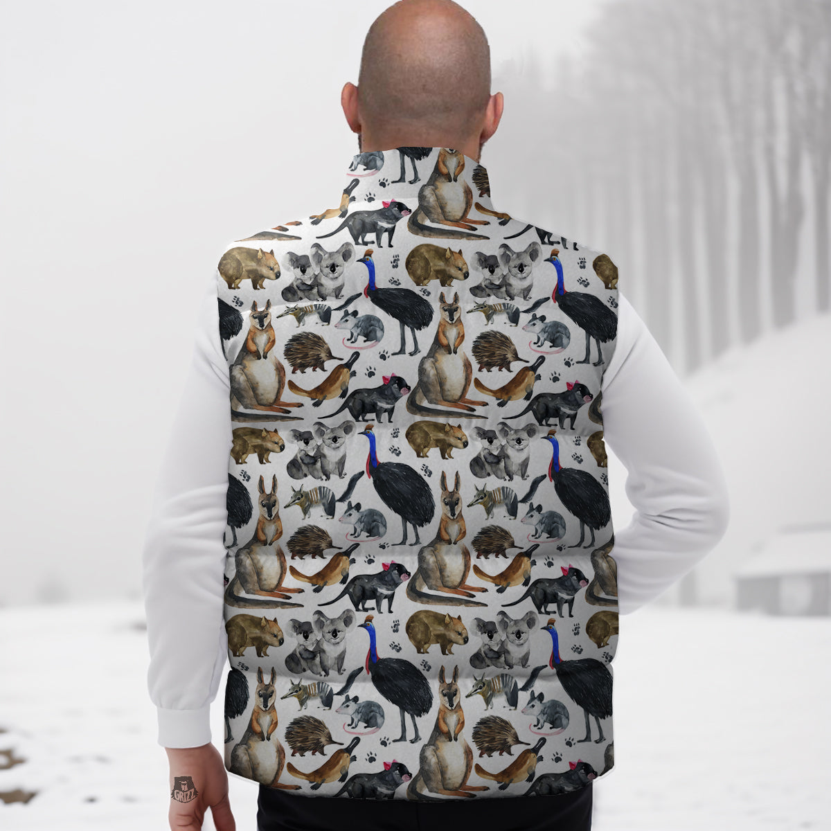 Animals Australian Print Pattern Down Vest-grizzshop