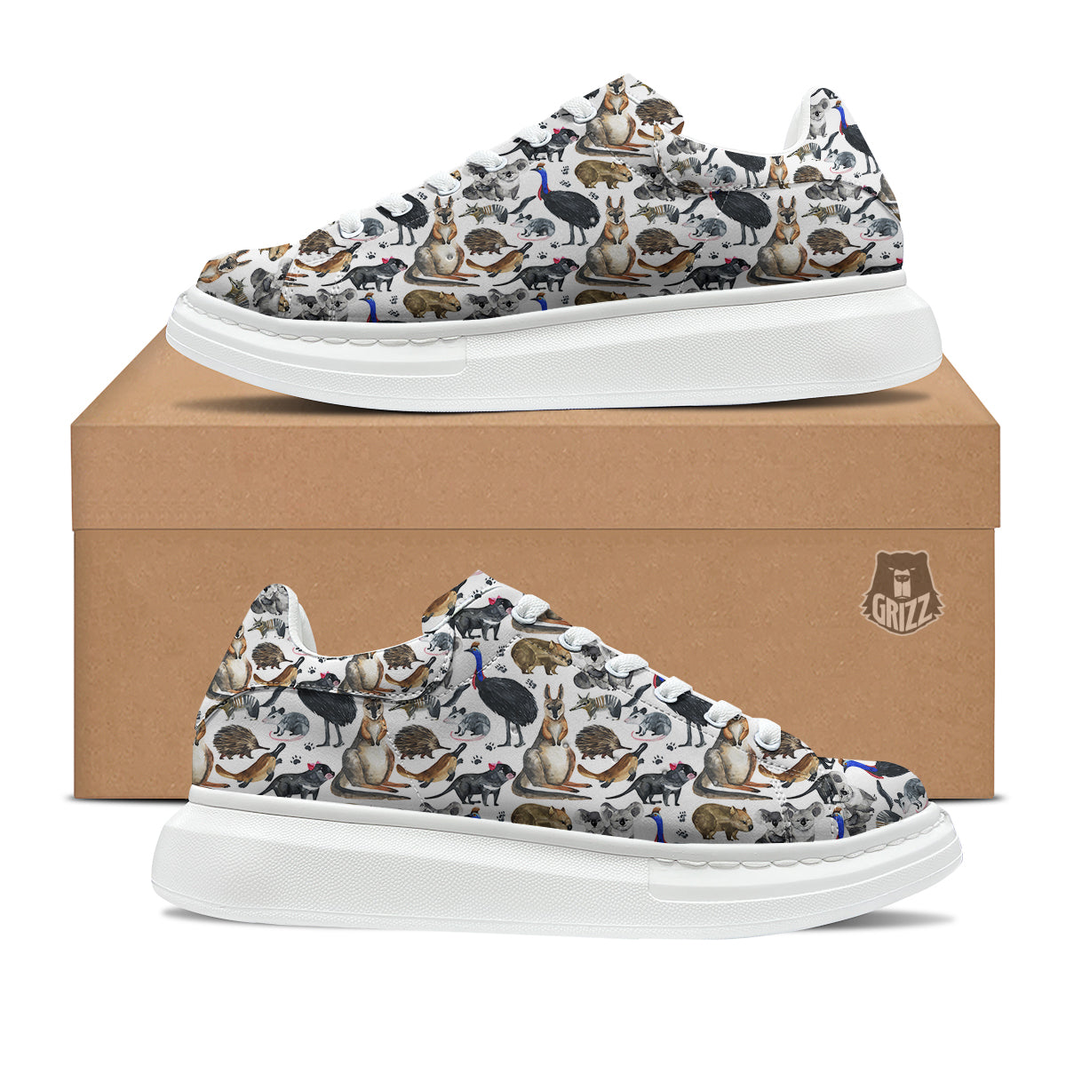 Animals Australian Print Pattern Platform Shoes-grizzshop