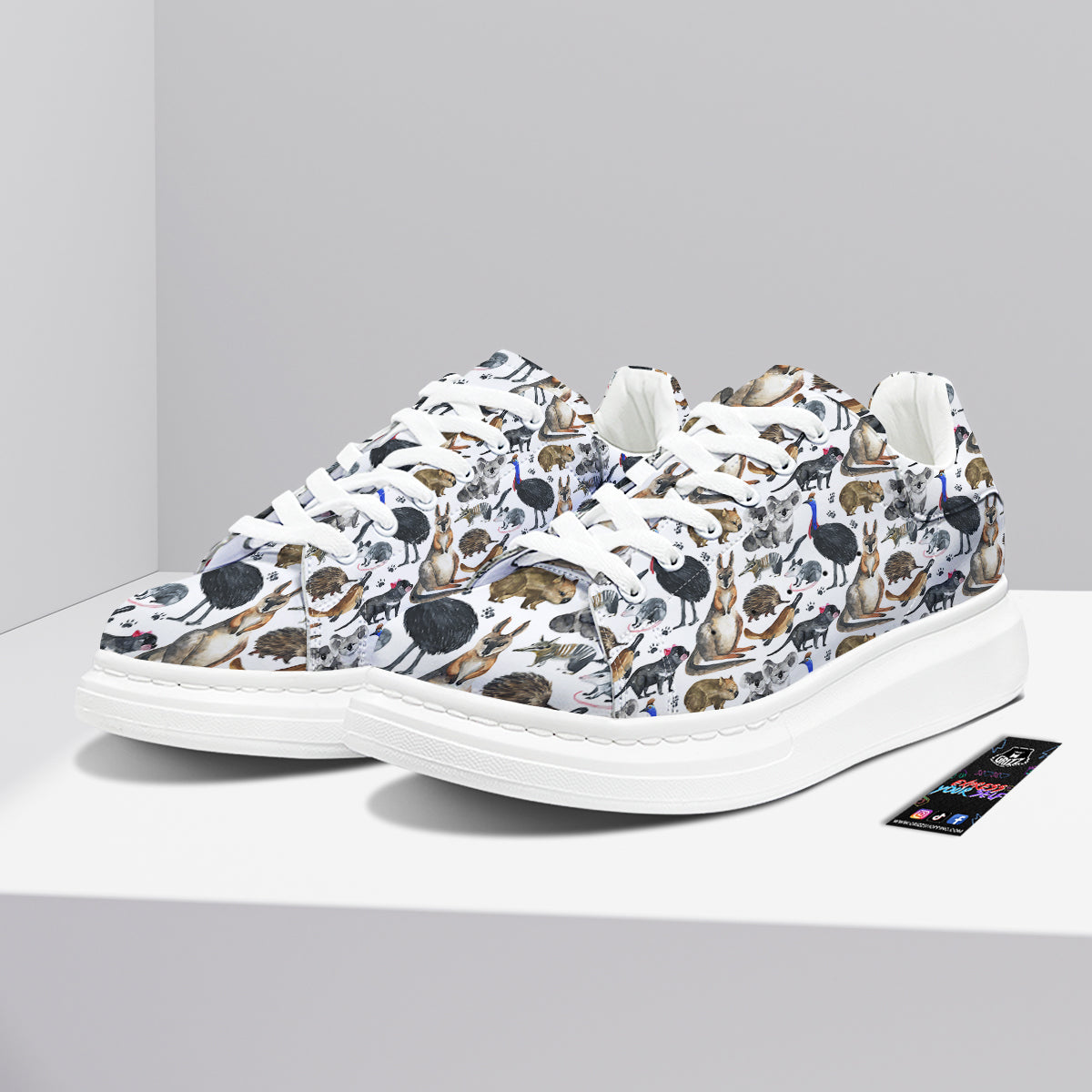 Animals Australian Print Pattern Platform Shoes-grizzshop