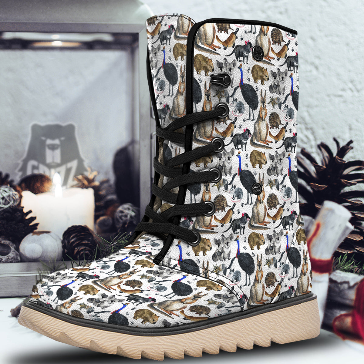 Animals Australian Print Pattern Snow Boots-grizzshop