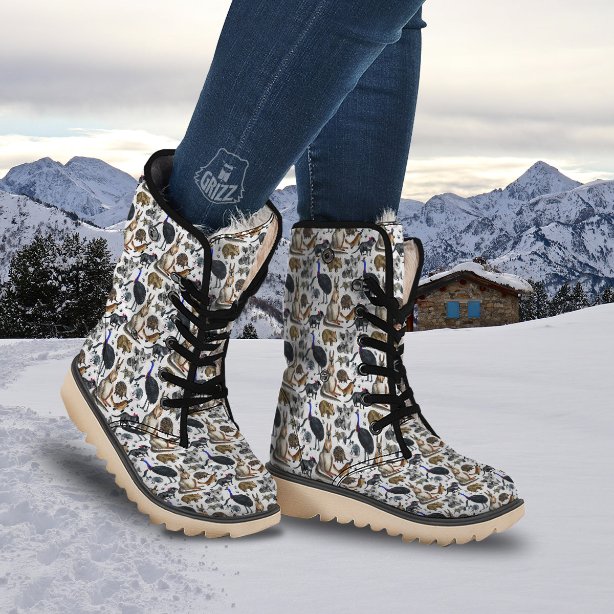 Animals Australian Print Pattern Snow Boots-grizzshop