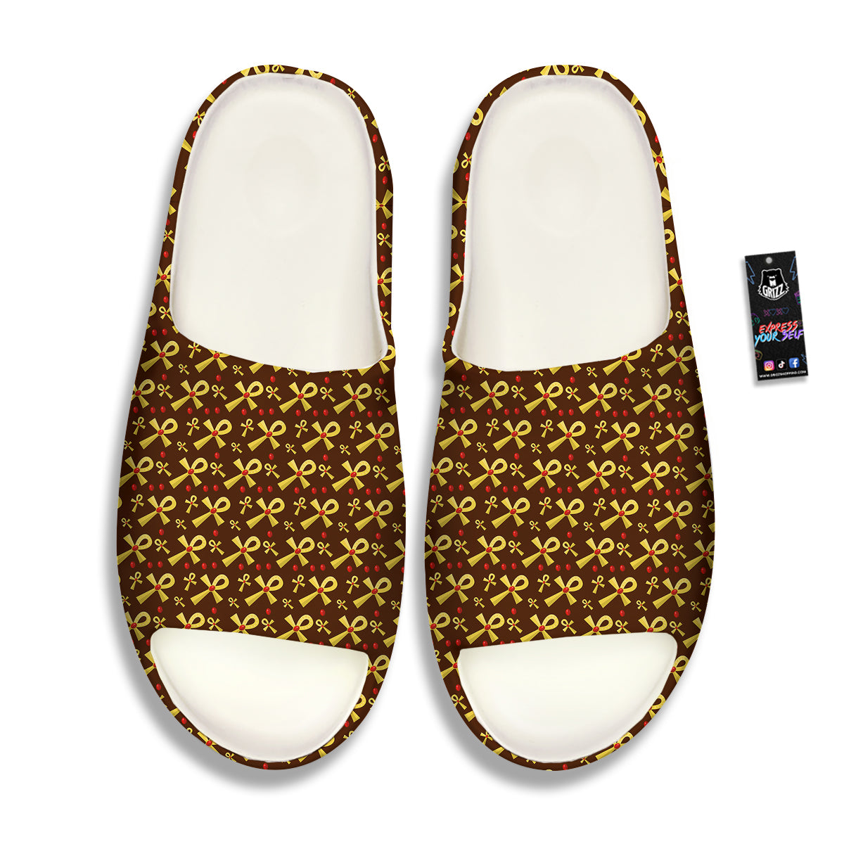 Ankh And Gems Print Pattern Sandals-grizzshop