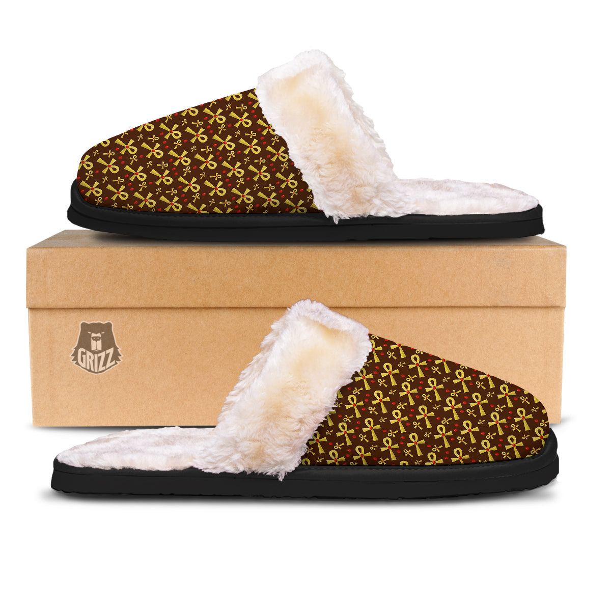 Ankh And Gems Print Pattern Slippers-grizzshop