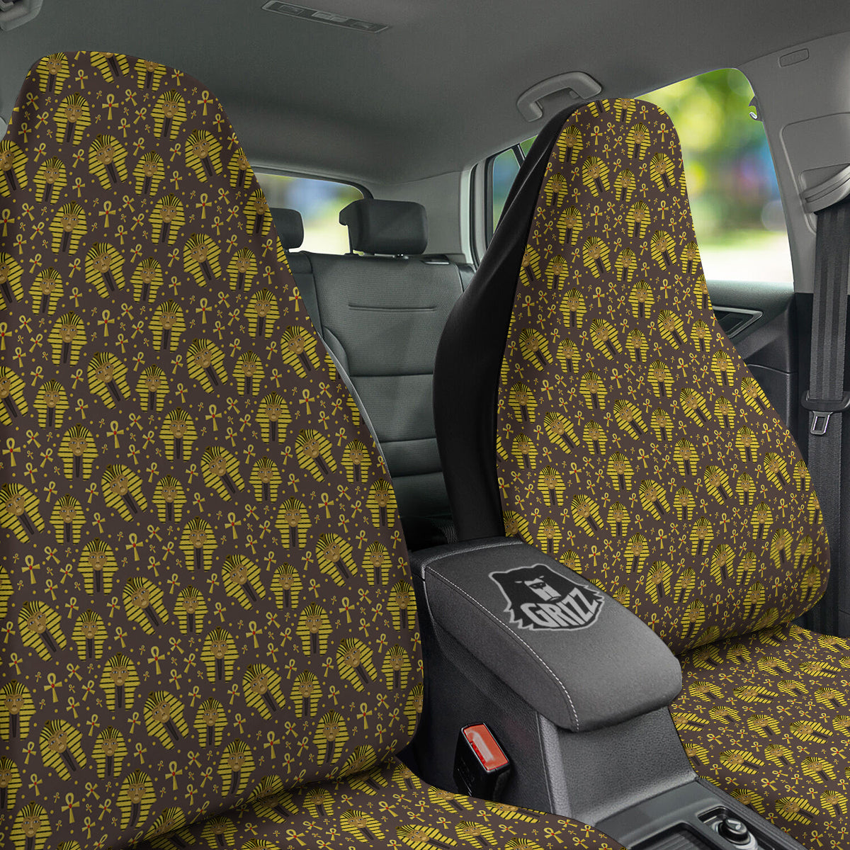 Ankh And Pharaoh Print Pattern Car Seat Covers-grizzshop