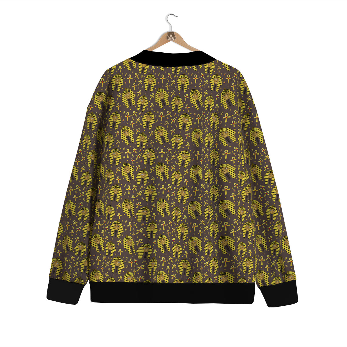 Ankh And Pharaoh Print Pattern Cardigan-grizzshop