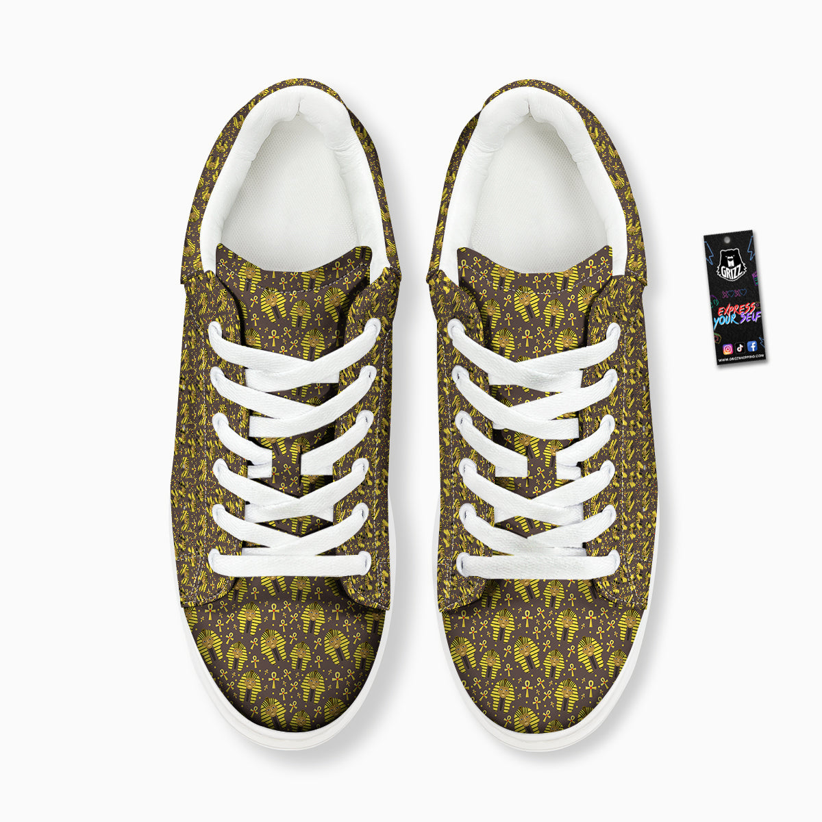 Ankh And Pharaoh Print Pattern Platform Shoes-grizzshop