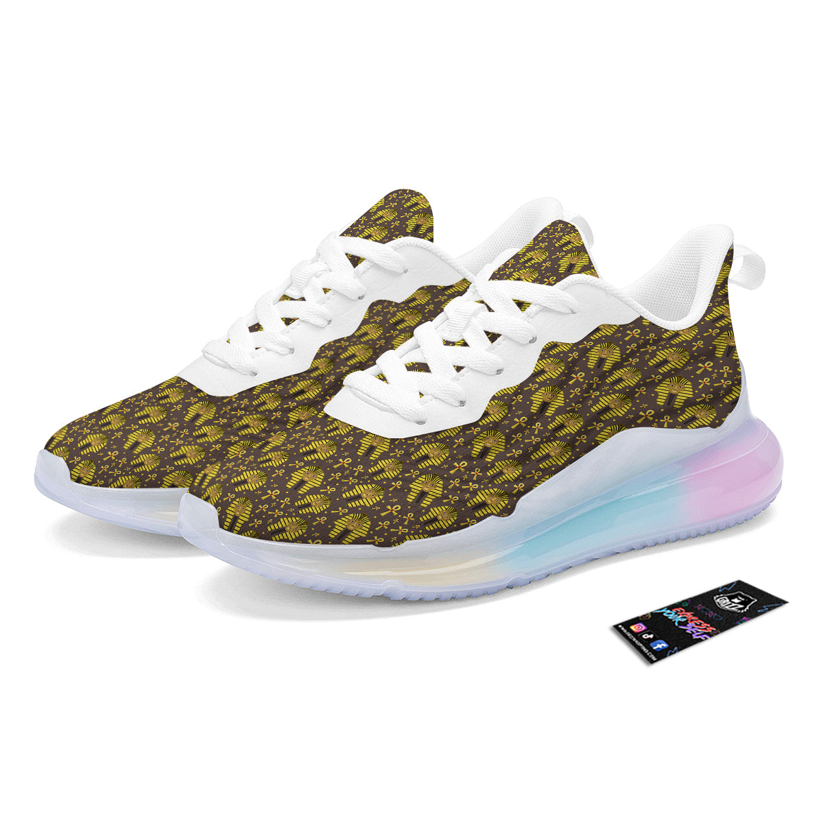 Ankh And Pharaoh Print Pattern Running Sneakers-grizzshop