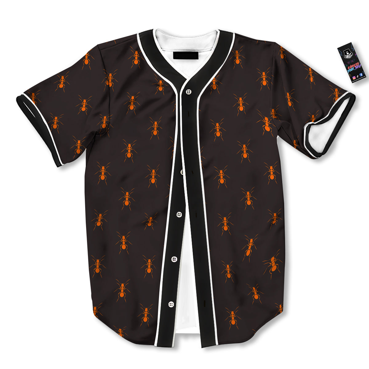 Ant Orange Print Pattern Baseball Jersey-grizzshop