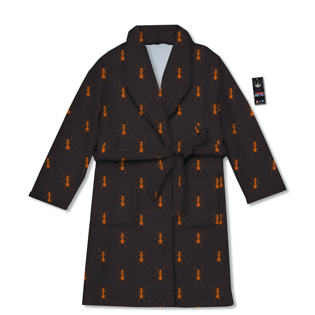 Ant Orange Print Pattern Bathrobe-grizzshop