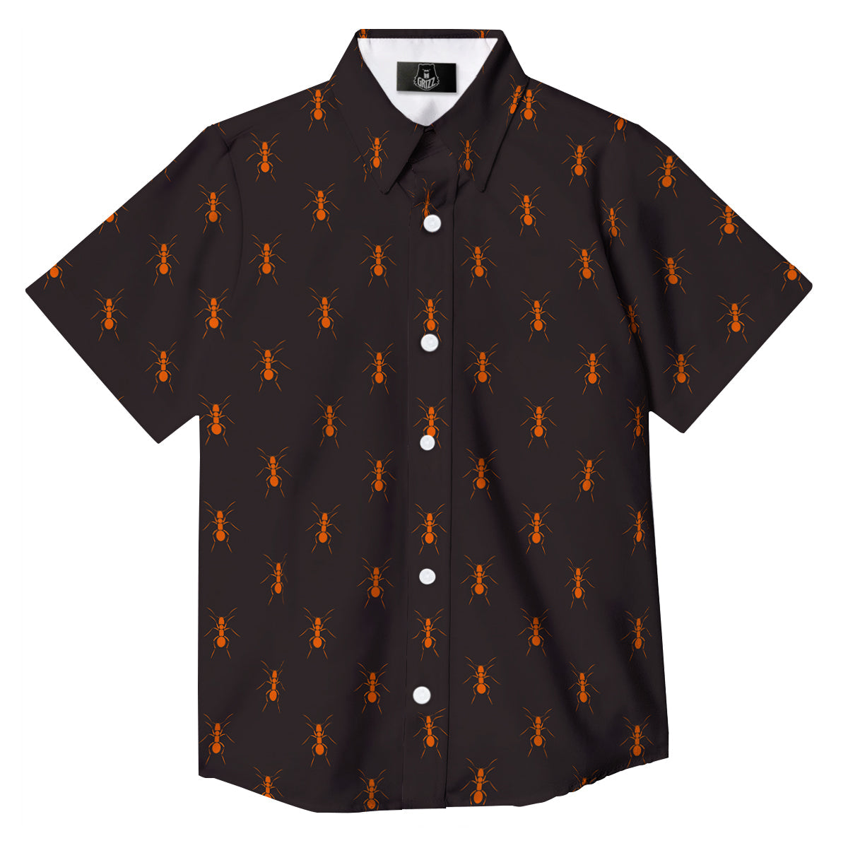 Ant Orange Print Pattern Button Up Shirt-grizzshop