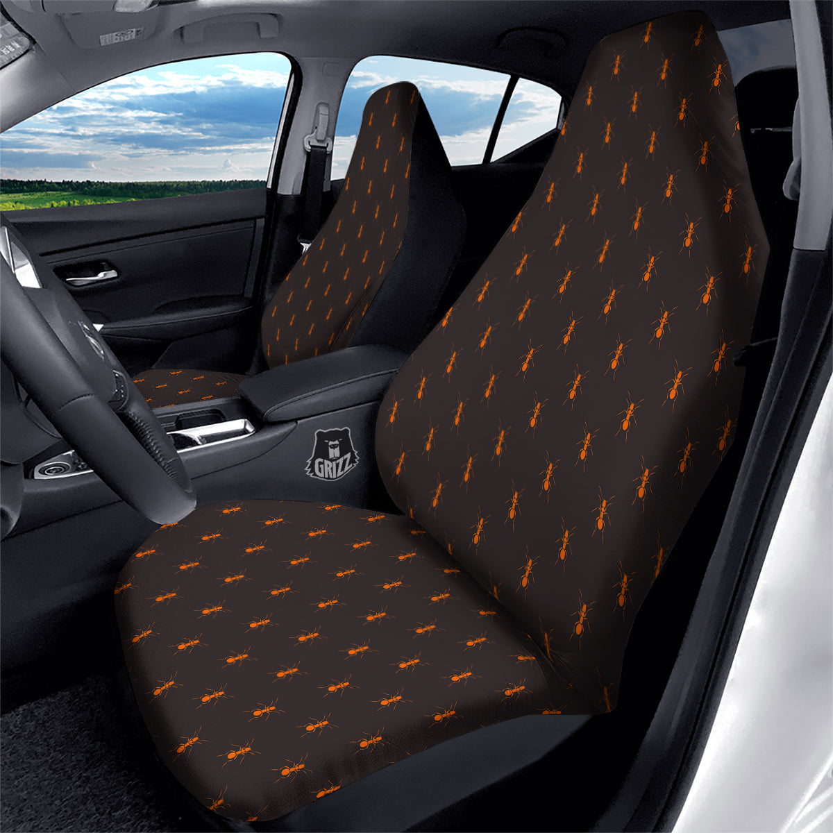 Ant Orange Print Pattern Car Seat Covers-grizzshop