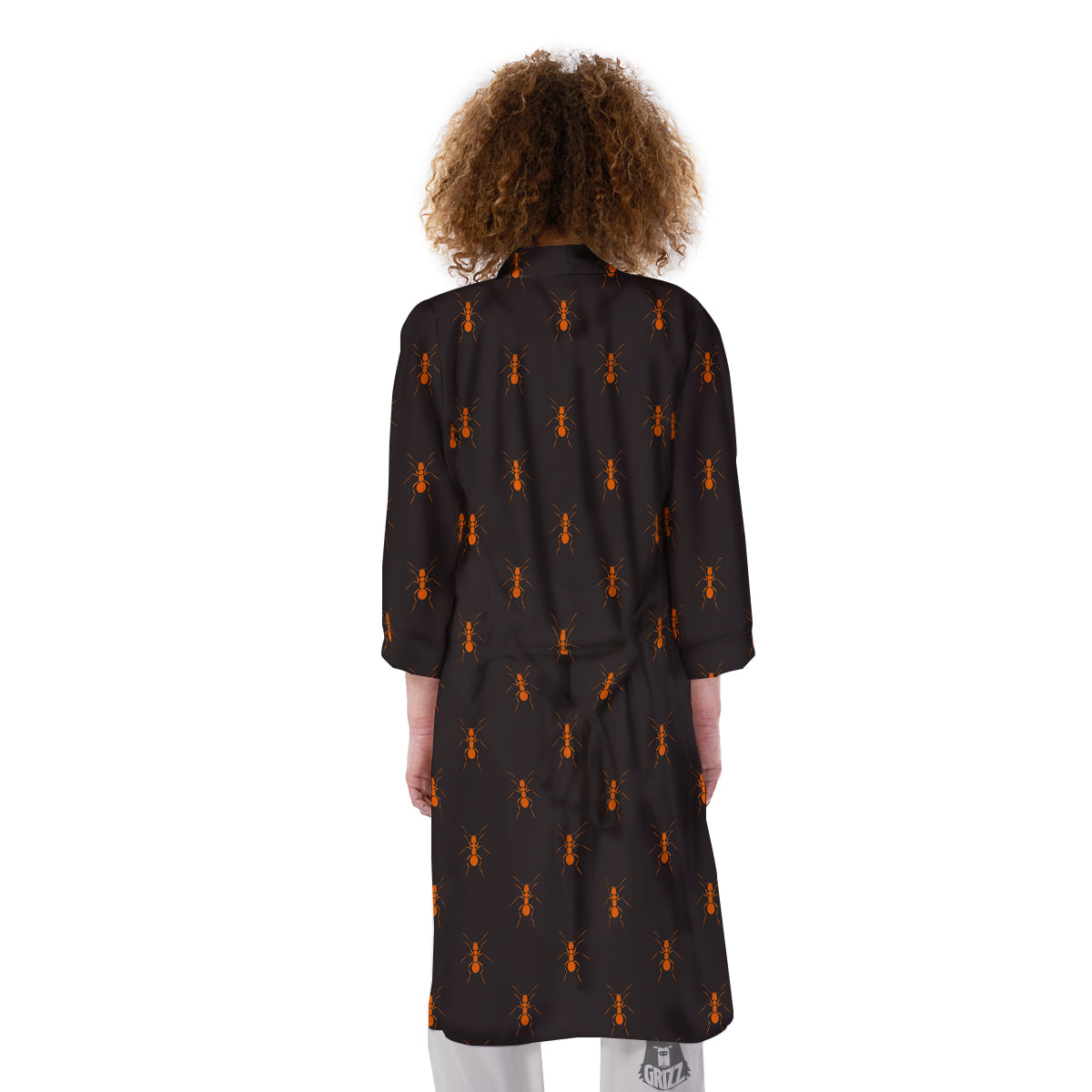 Ant Orange Print Pattern Kimono-grizzshop