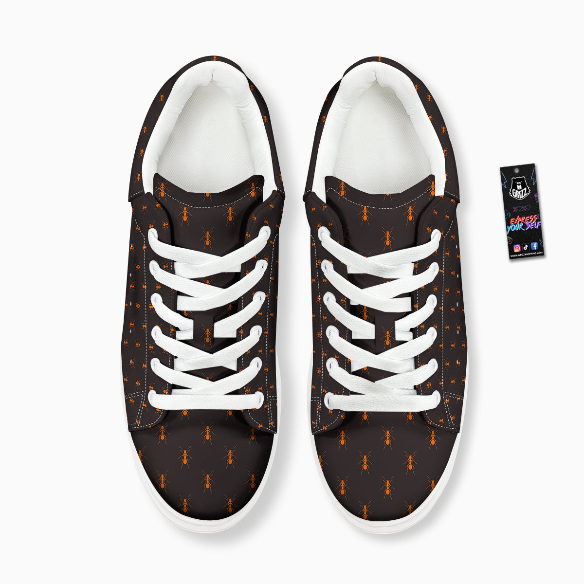 Ant Orange Print Pattern Platform Shoes-grizzshop