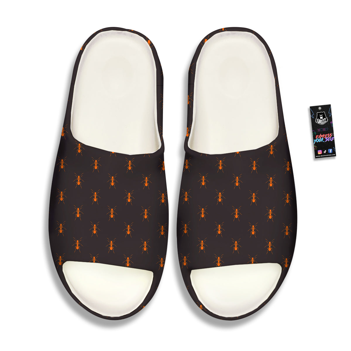 Ant Orange Print Pattern Sandals-grizzshop