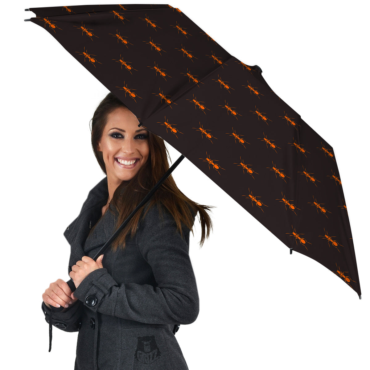 Ant Orange Print Pattern Umbrella-grizzshop