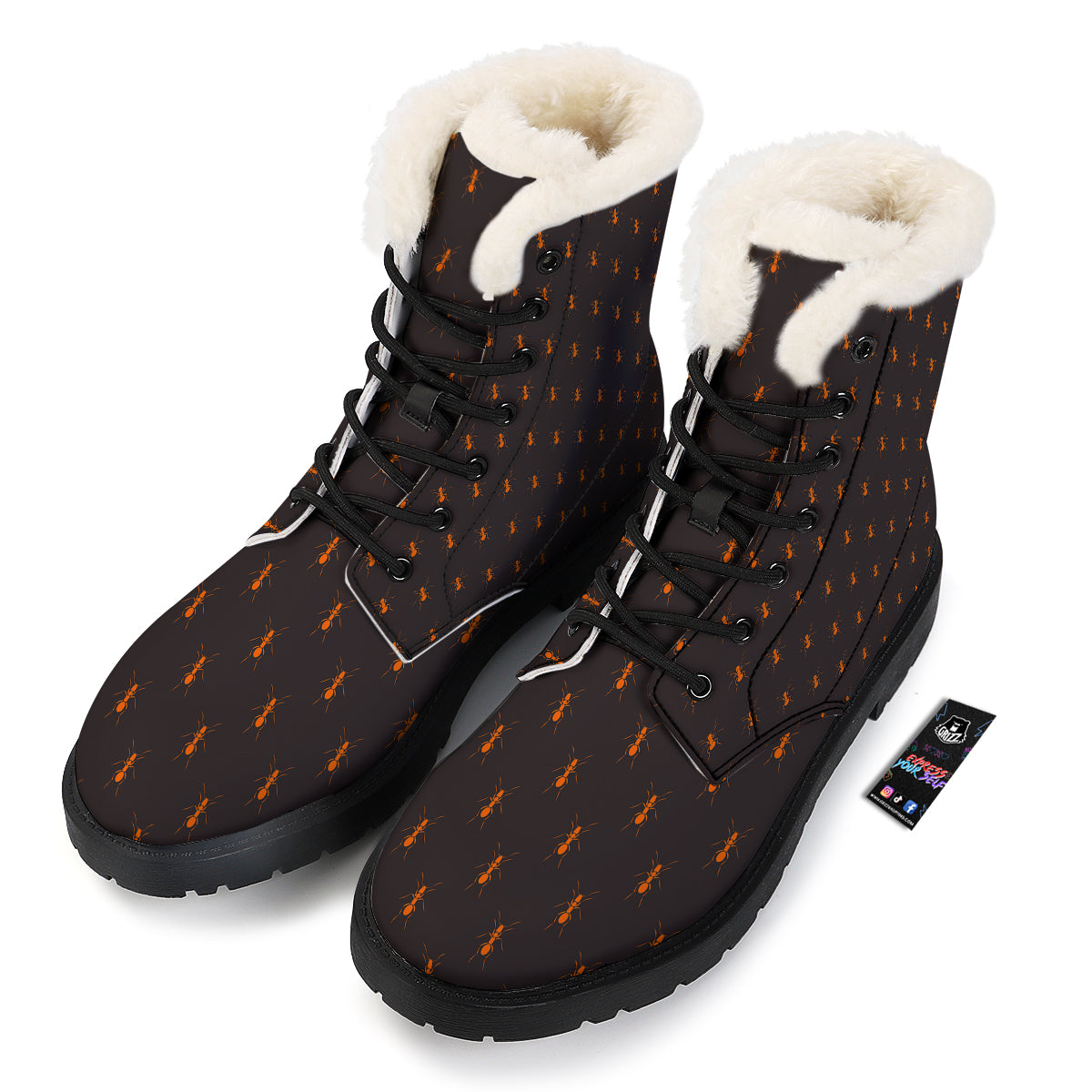 Ant Orange Print Pattern Winter Boots-grizzshop