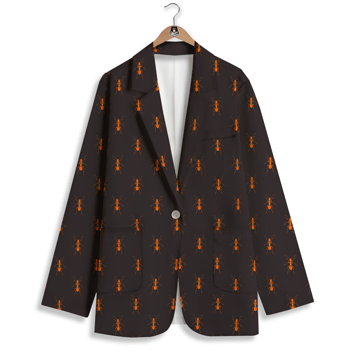 Ant Orange Print Pattern Women's Blazer-grizzshop