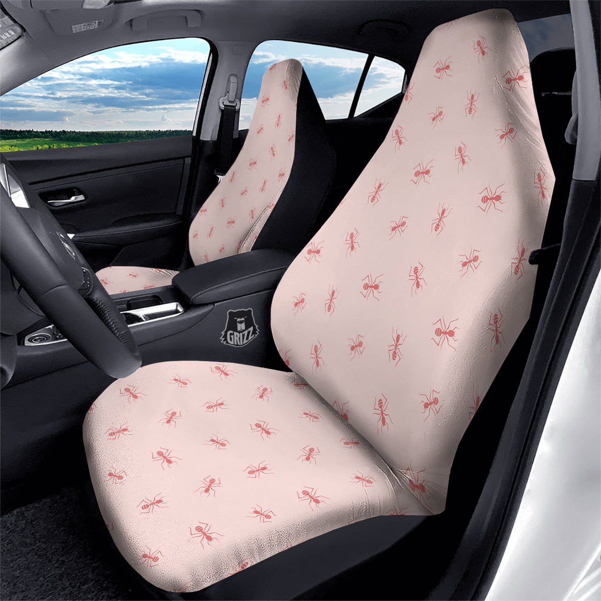 Ant Red Pink Print Pattern Car Seat Covers-grizzshop