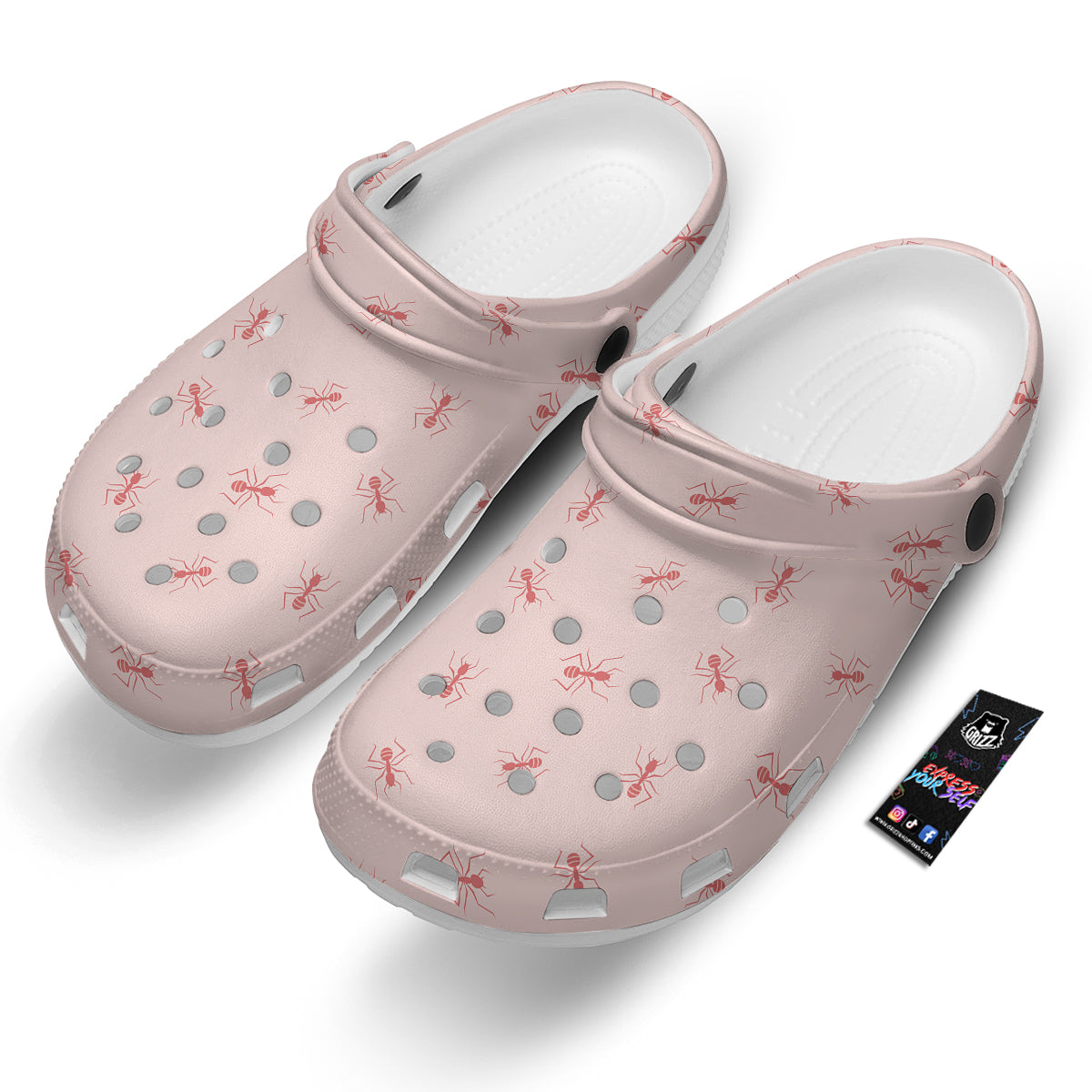 Ant Red Pink Print Pattern Clog-grizzshop