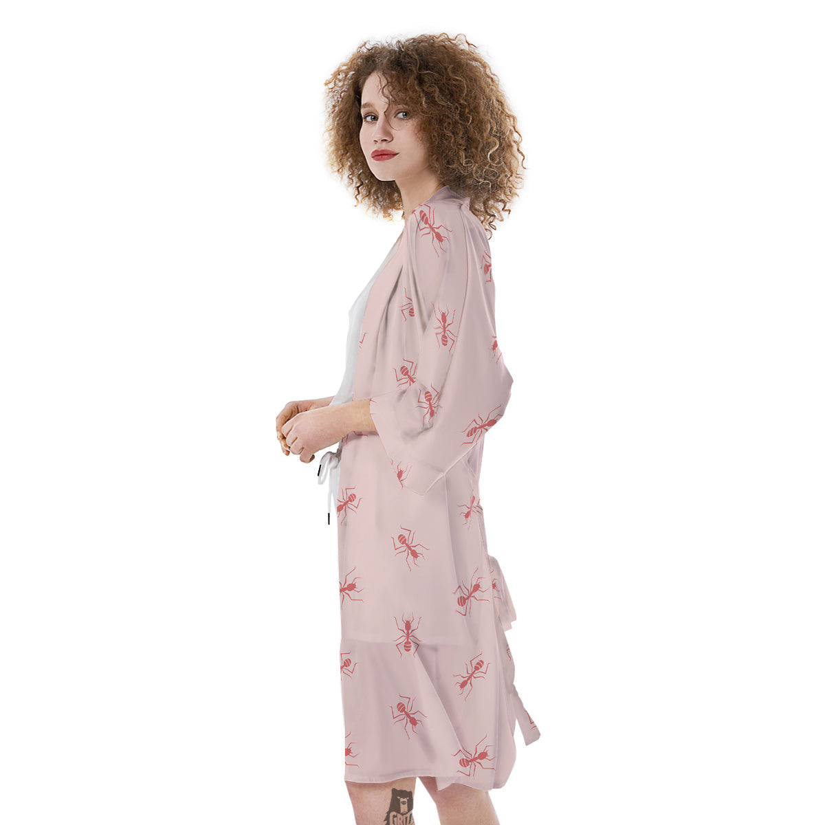 Ant Red Pink Print Pattern Kimono-grizzshop
