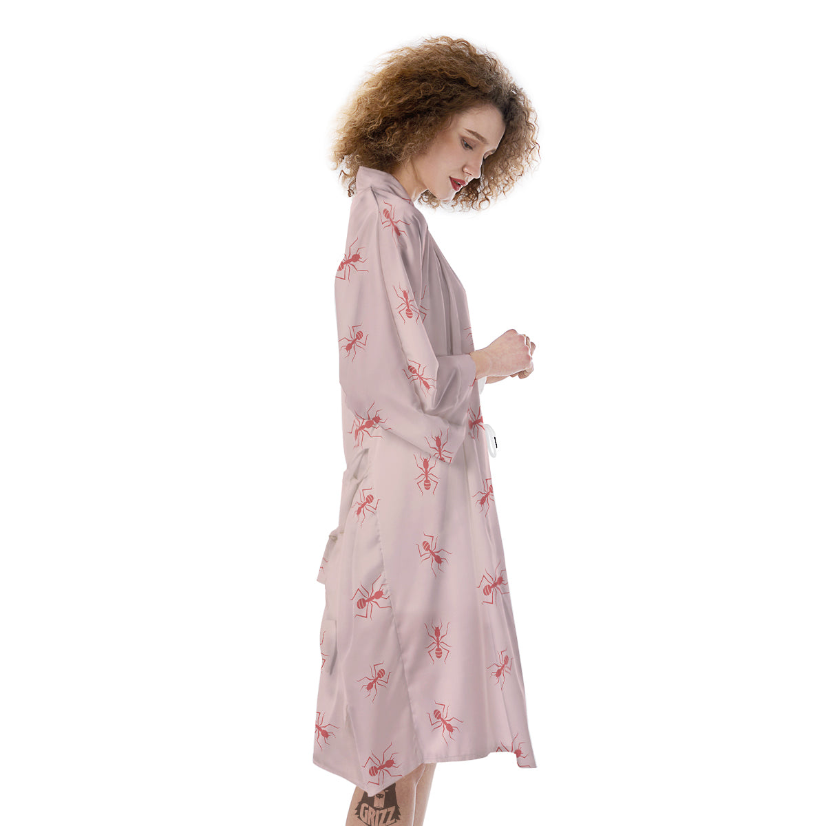Ant Red Pink Print Pattern Kimono-grizzshop