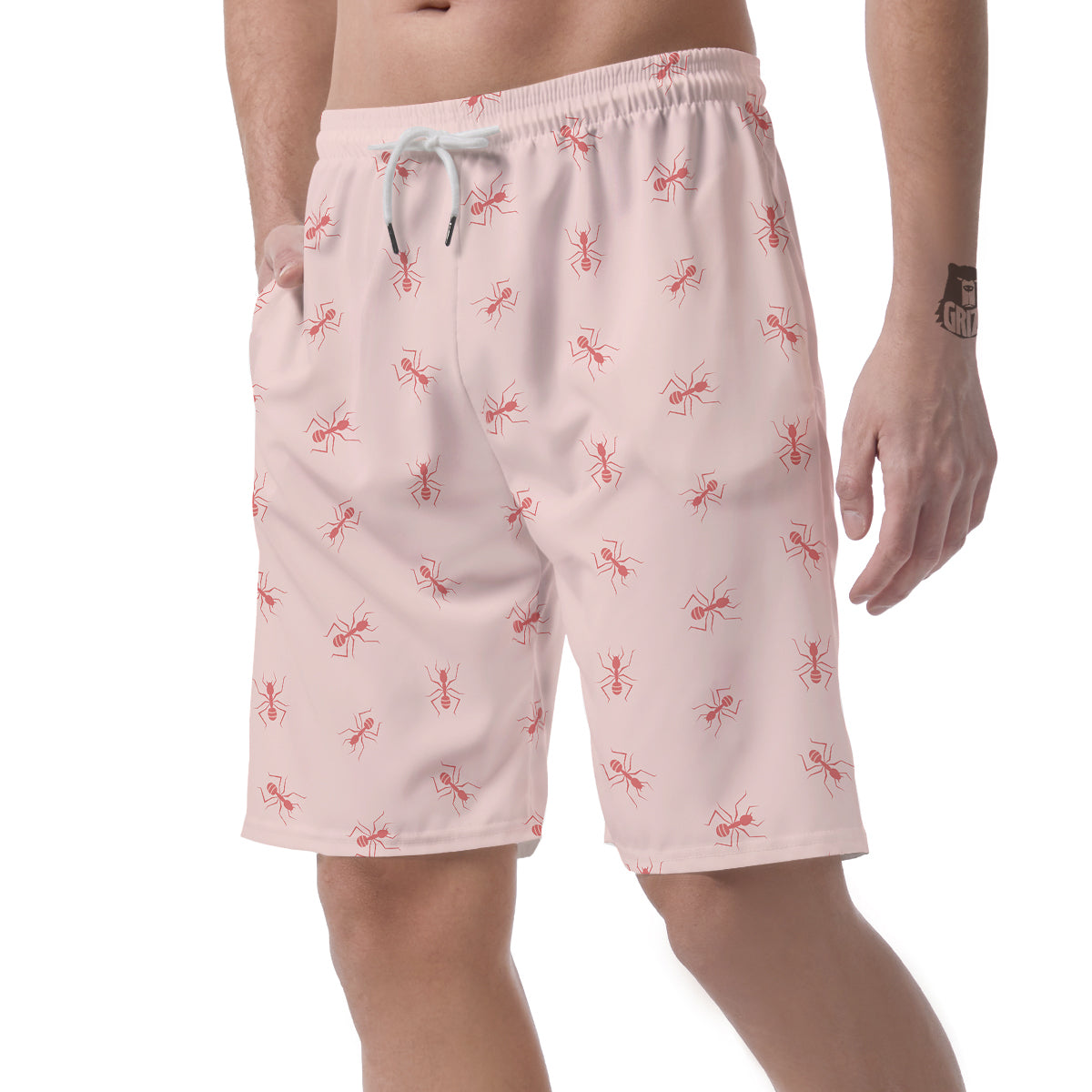 Ant Red Pink Print Pattern Men's Shorts-grizzshop