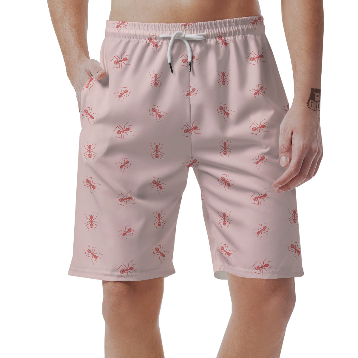 Ant Red Pink Print Pattern Men's Shorts-grizzshop