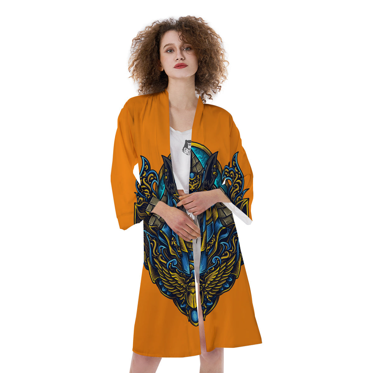 Anubis Engraving Ornament Print Kimono-grizzshop