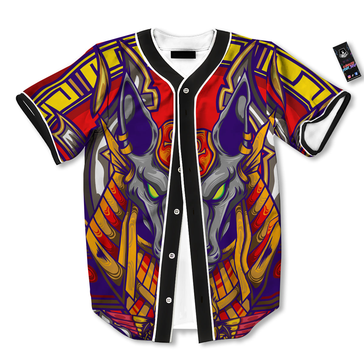 Anubis Exotic Egyptian Print Baseball Jersey-grizzshop