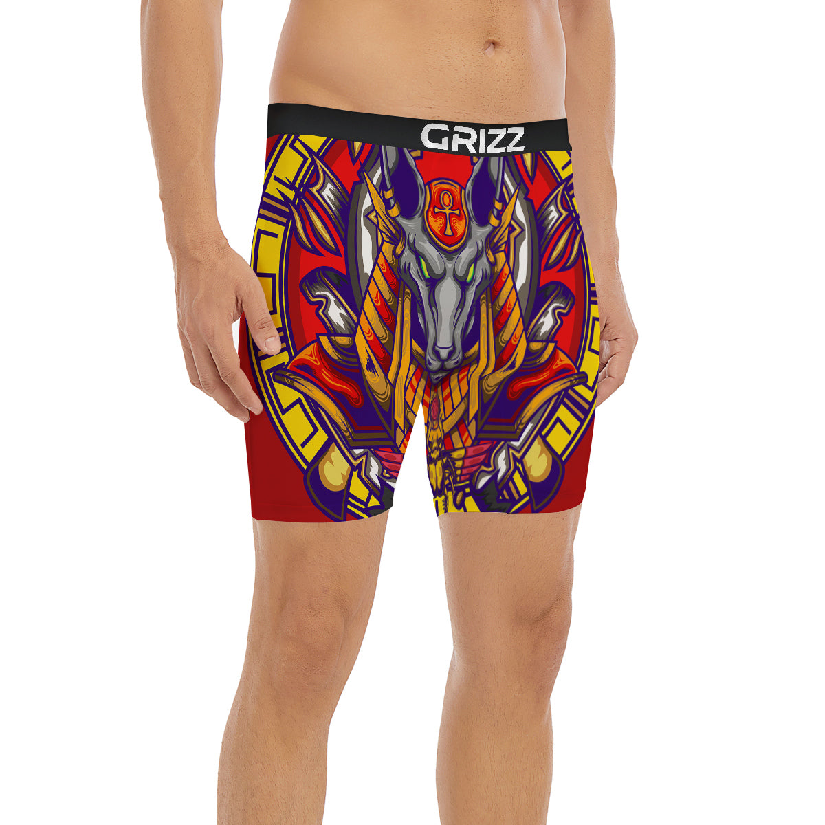 Anubis Exotic Egyptian Print Boxer Briefs-grizzshop