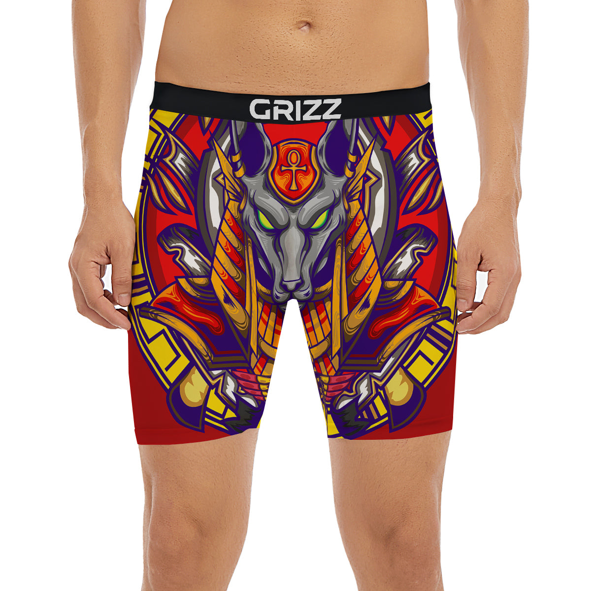 Anubis Exotic Egyptian Print Boxer Briefs-grizzshop