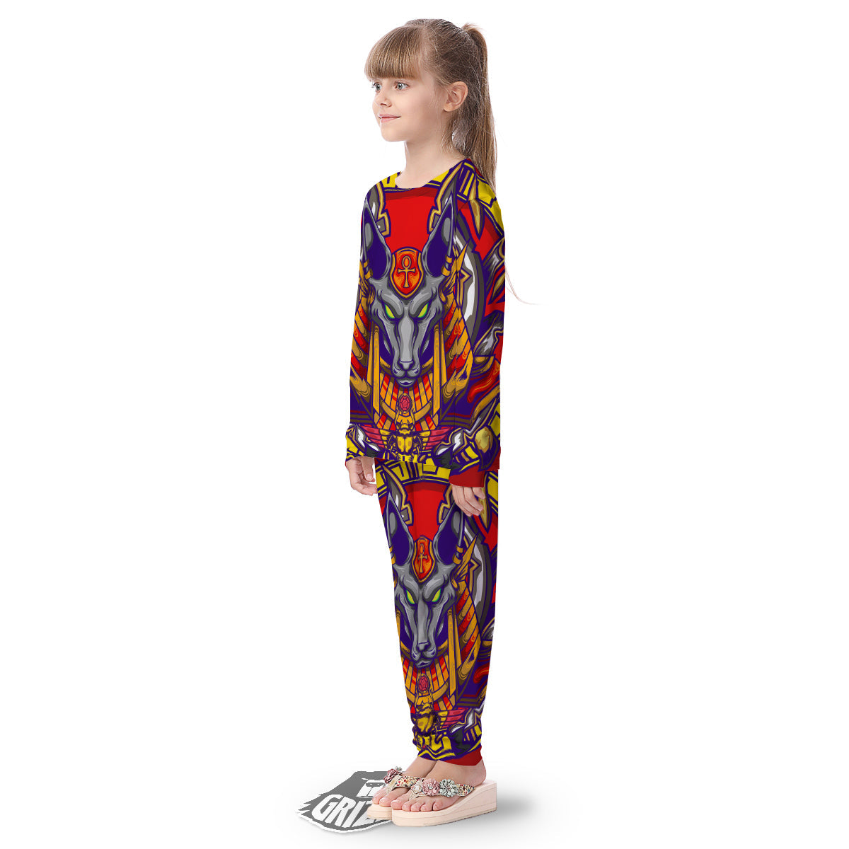 Anubis Exotic Egyptian Print Kid's Pajamas-grizzshop