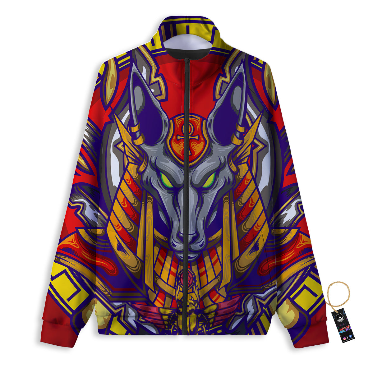 Anubis Exotic Egyptian Print Track Jacket-grizzshop