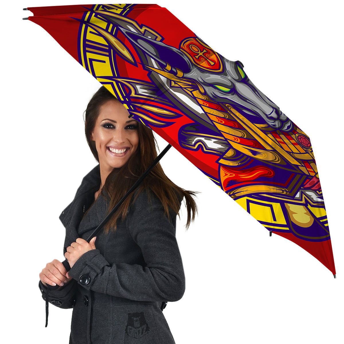 Anubis Exotic Egyptian Print Umbrella-grizzshop