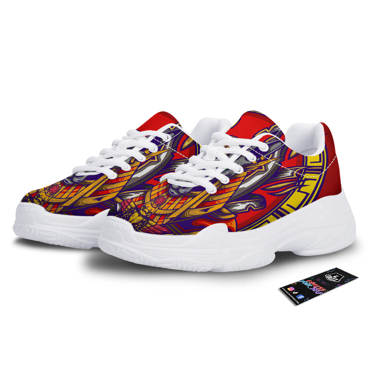 Anubis Exotic Egyptian Print White Chunky Shoes-grizzshop