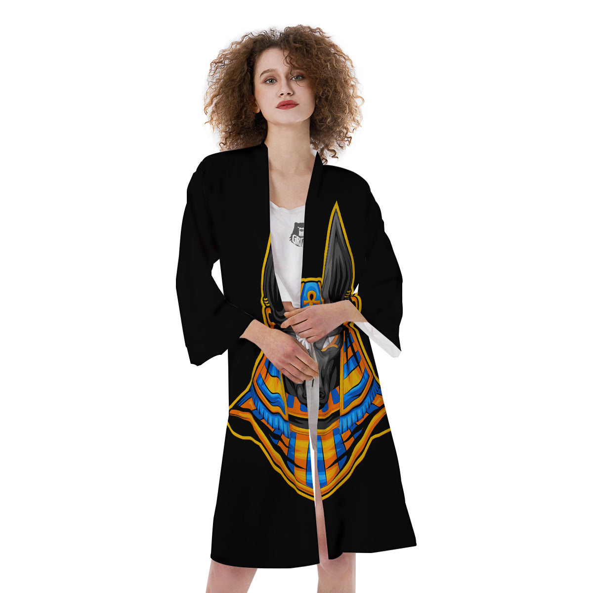 Anubis God Print Kimono-grizzshop