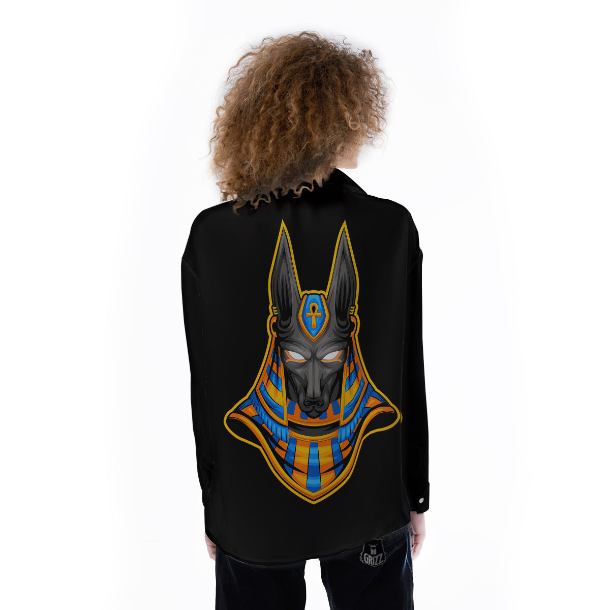 Anubis God Print Women's Long Sleeve Shirts-grizzshop