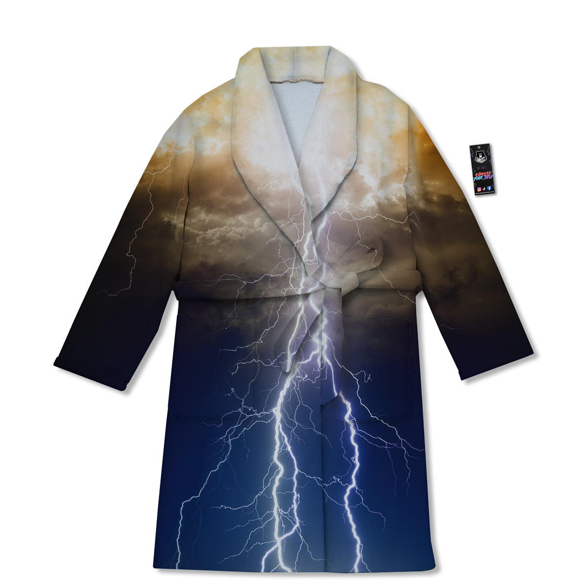Apocalyptic Lightnings Print Bathrobe-grizzshop