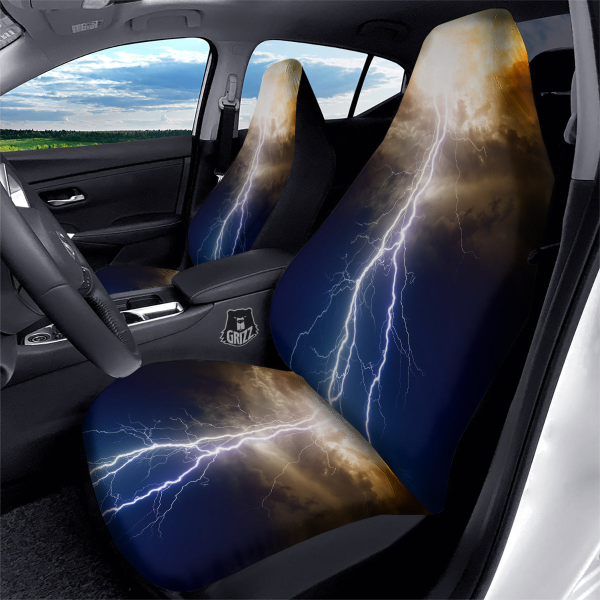 Apocalyptic Lightnings Print Car Seat Covers-grizzshop