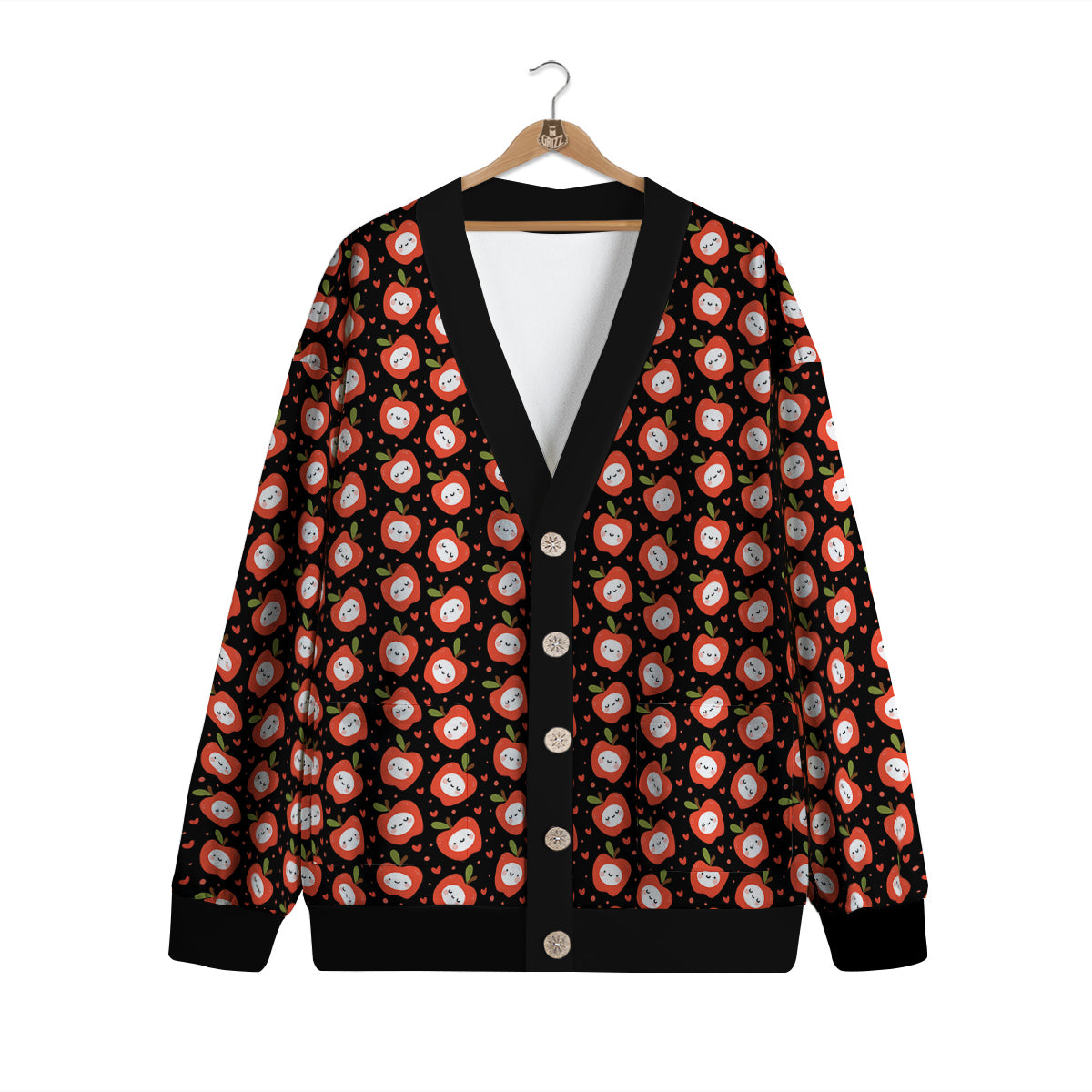 Apple Cute Print Pattern Cardigan-grizzshop
