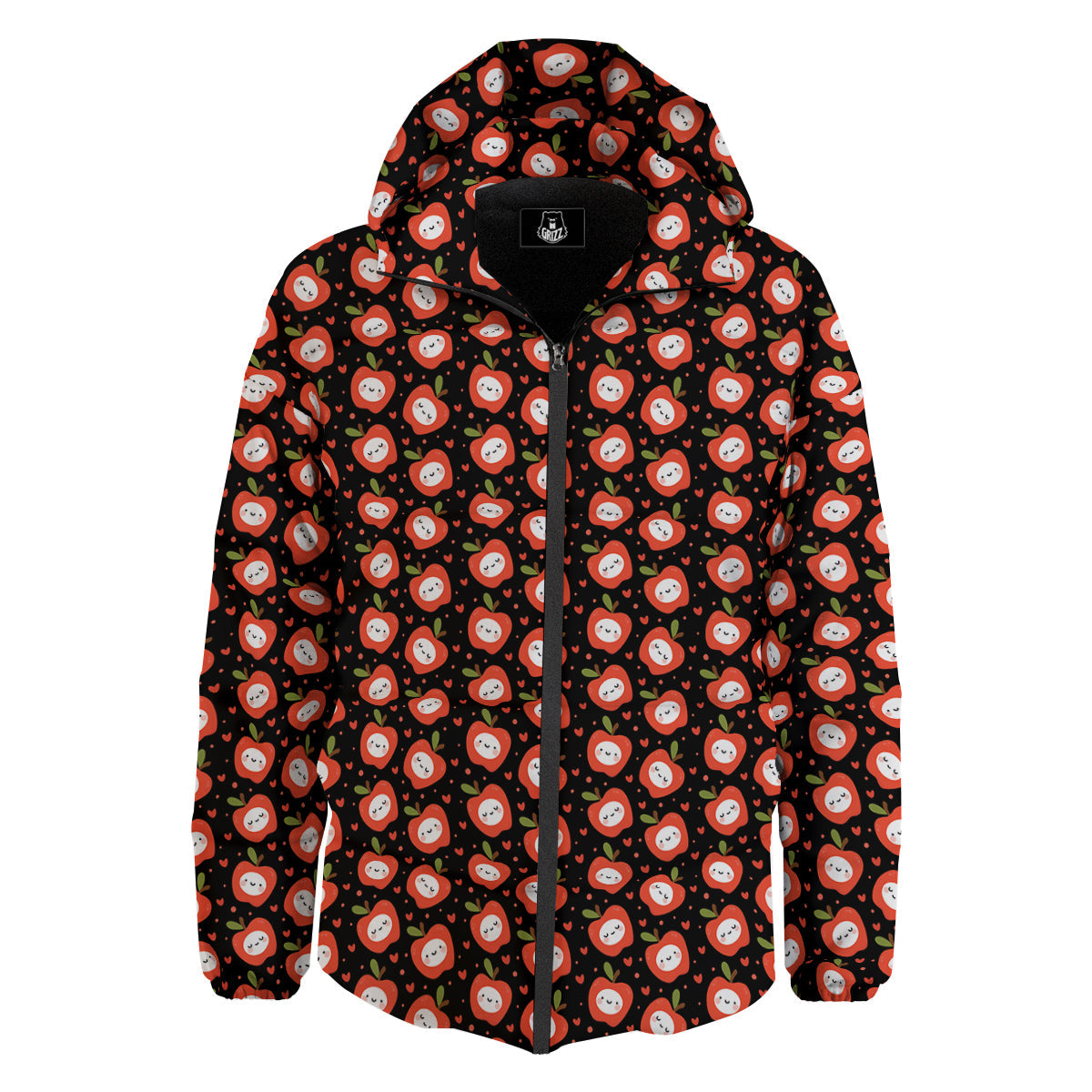 Apple Cute Print Pattern Down Jacket-grizzshop