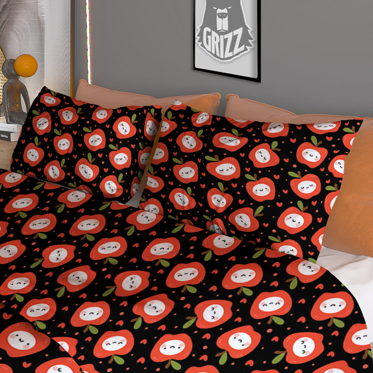 Apple Cute Print Pattern Duvet Cover Bedding Set-grizzshop