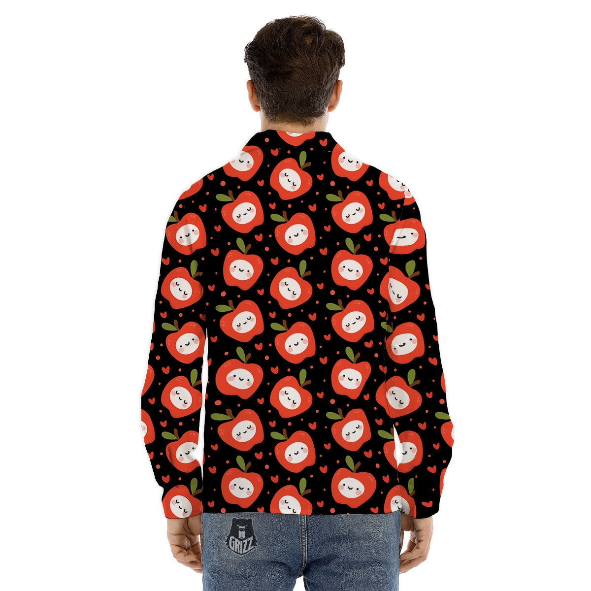 Apple Cute Print Pattern Men's Dress Shirts-grizzshop